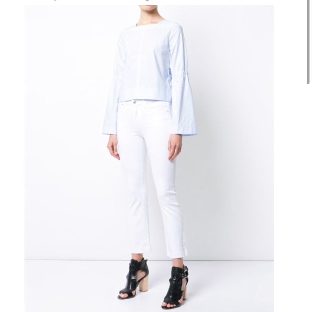 Derek Lam 10 Crosby white long sleeve crop top with bell sleeve